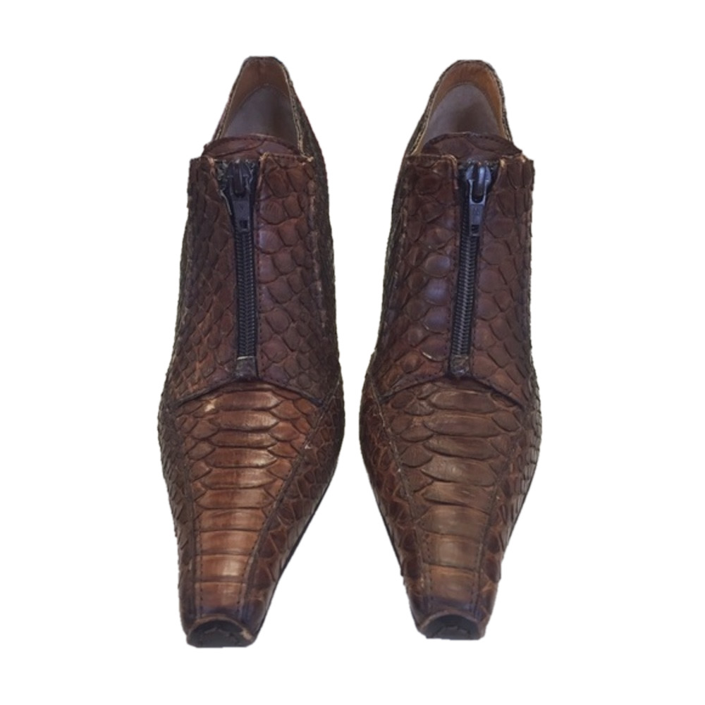 Borgo Degli Ulivi Brown Croco Heeled Bootie